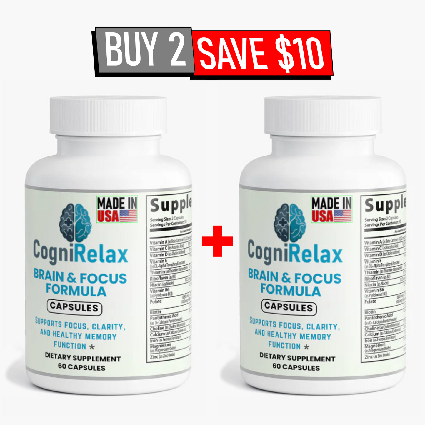 Cogni Relax Brain & Focus Formula – Nootropic Capsules for Mental Clarity, Memory Support, and Cognitive Performance