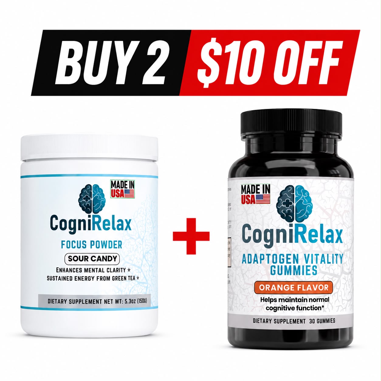 Cogni Relax Focus Powder – Sour Candy Nootropic Drink Mix for Mental Clarity, Clean Energy & Daily Focus