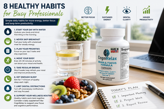 Healthy Habits for Busy Professionals | 8 Simple Ways to Stay Productive | CogniRelax