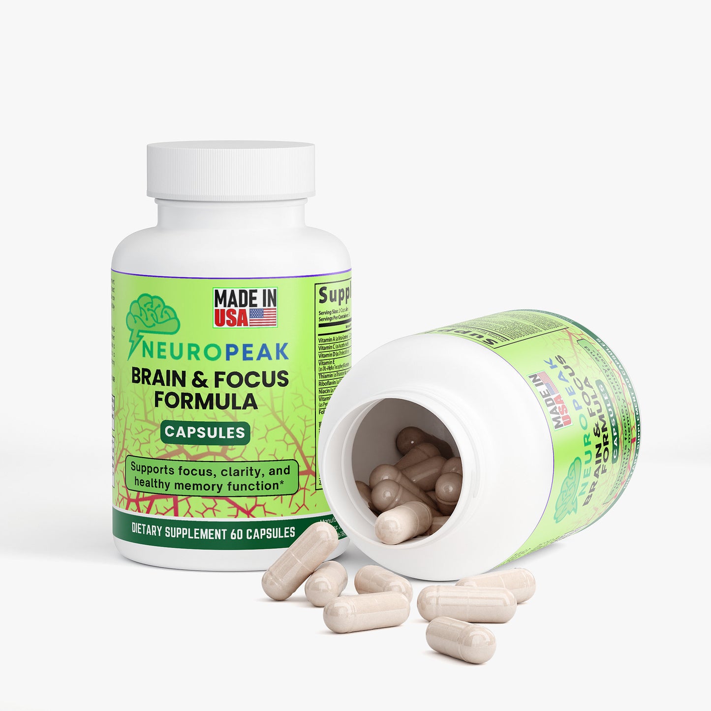 NeuroPeak Brain & Focus Formula – Nootropic Capsules for Mental Clarity, Memory Support, and Cognitive Performance