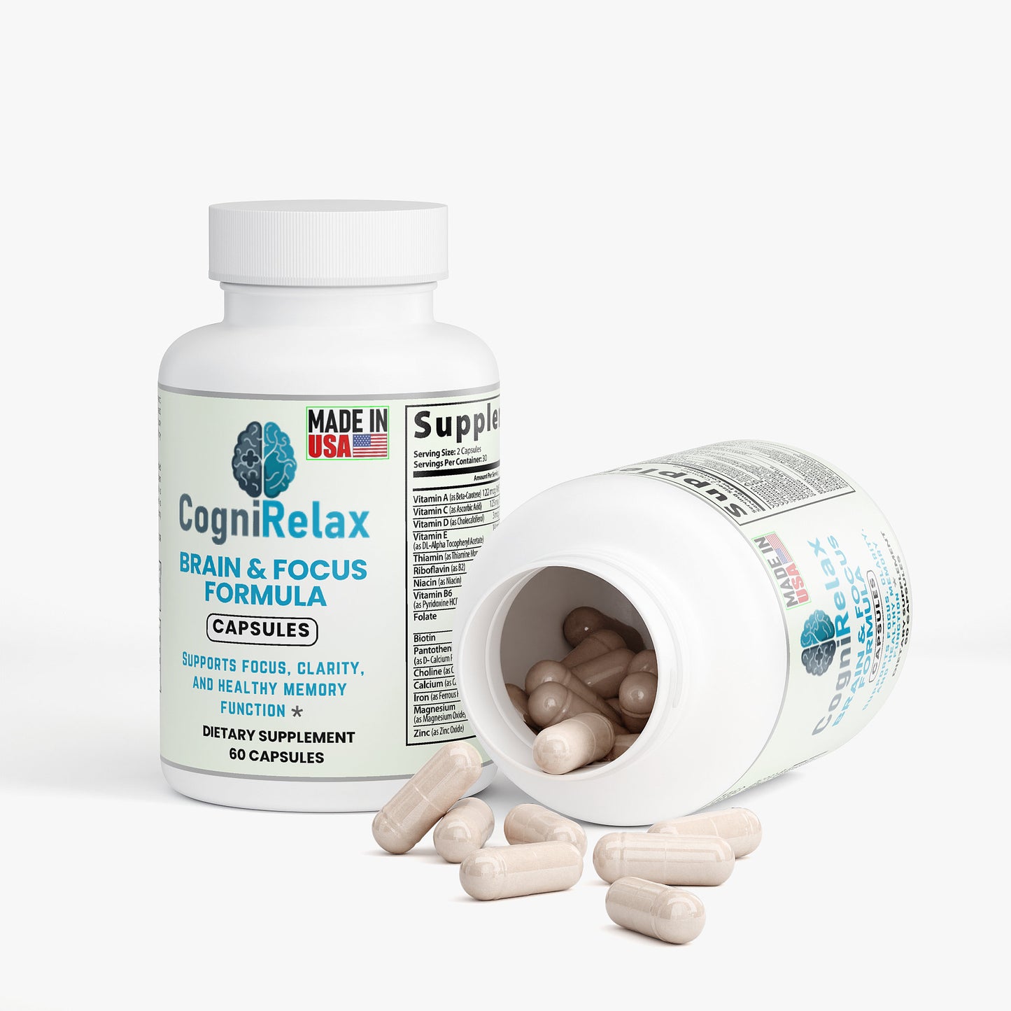 Cogni Relax Brain & Focus Formula – Nootropic Capsules for Mental Clarity, Memory Support, and Cognitive Performance